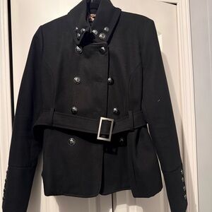 Black Rivet Black Double-Breasted Trench Coat